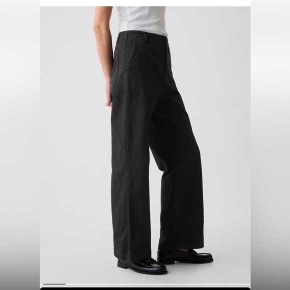 Gap Mid Rise Loose Khakis black office casual 25​​ - Picture 3 of 10